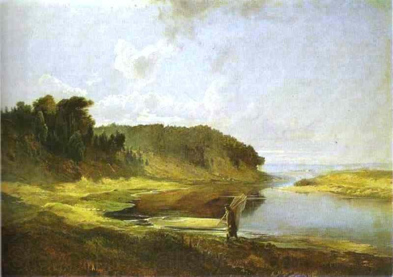 Alexei Savrasov Landscape with River and Angler France oil painting art